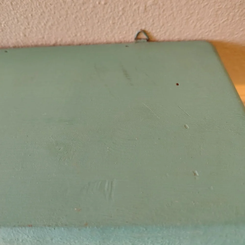 Vtg Wooden Display Hanging Shelf Towel Bar Painted Turquoise Beach Cottage Decor